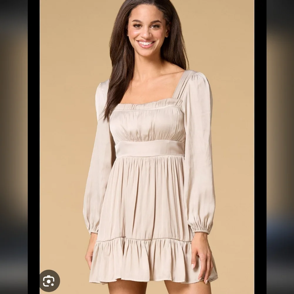 Light Gray Ruffle-Hem Midi Dress - Brand Unspecified